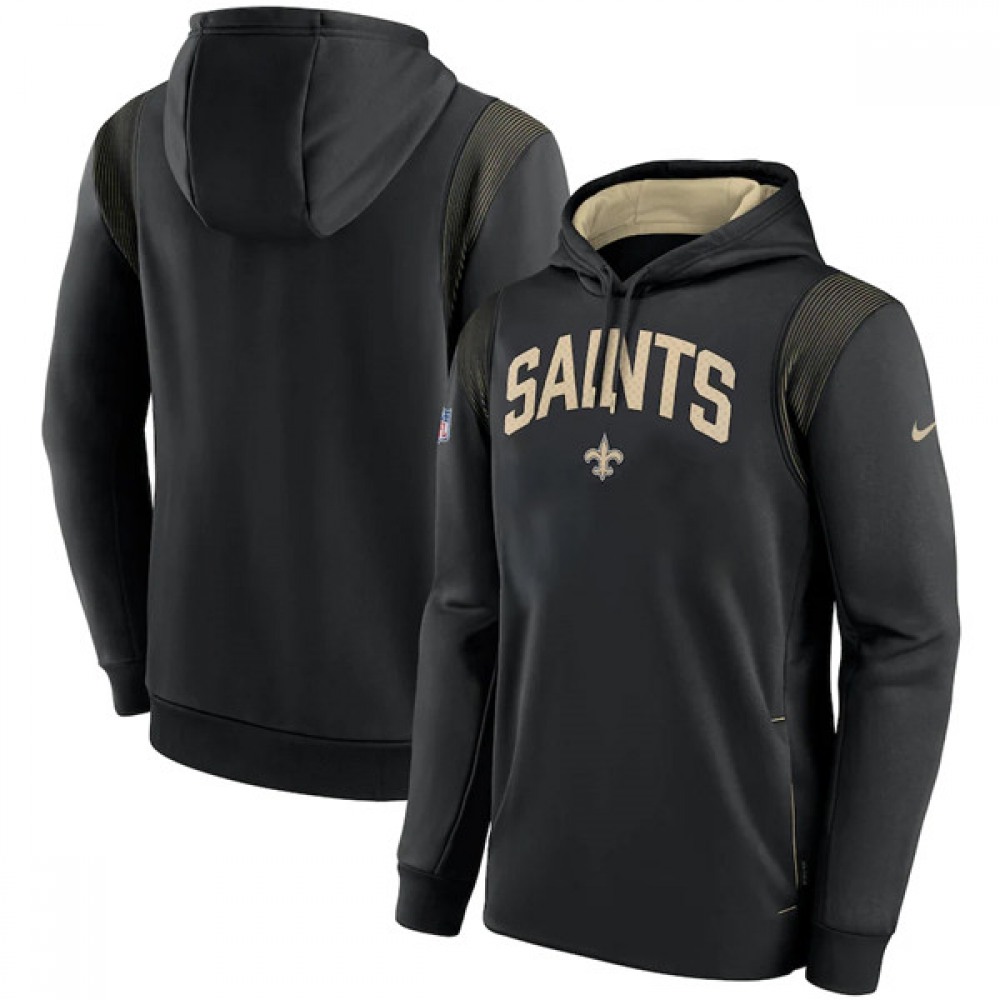 Men's New Orleans Saints Black Sideline Stack Performance Pullover Hoodie 002 1