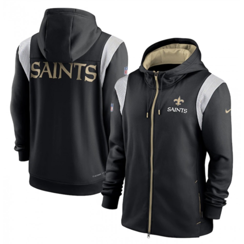 Men's New Orleans Saints Black zipper Hoodie 1