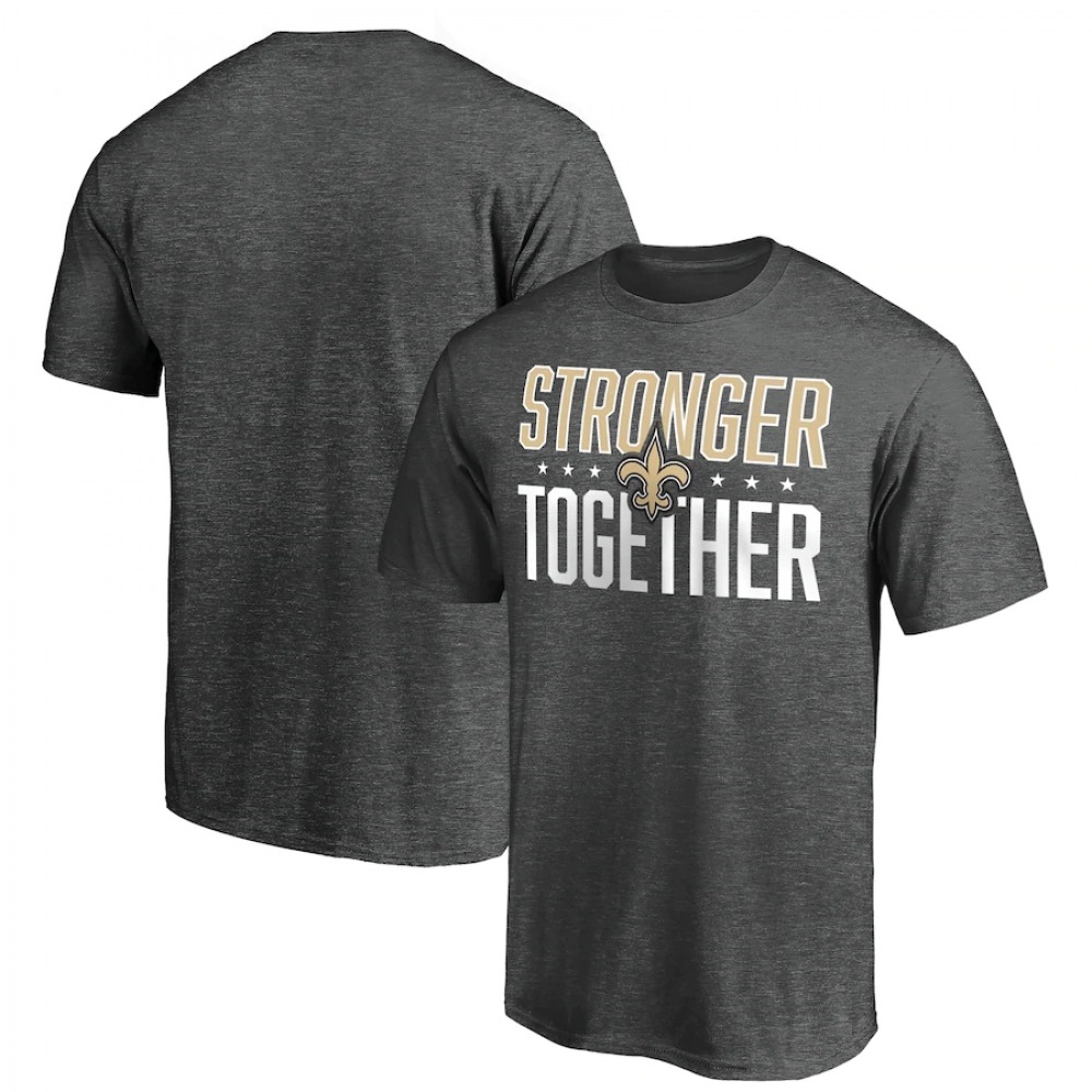 Men's New Orleans Saints Heather Charcoal Stronger Together T-Shirt 1