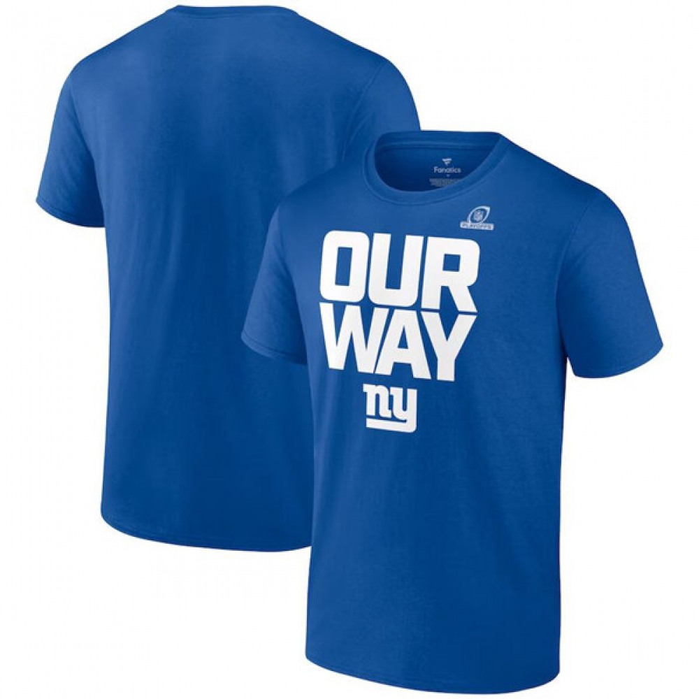 Men's New York Giants 2022 Royal Playoffs Wild Card Our Way T-Shirt 1