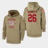 Men's New York Giants #26 Saquon Barkley Tan 2019 Salute to Service Sideline Therma Pullover Hoodie
