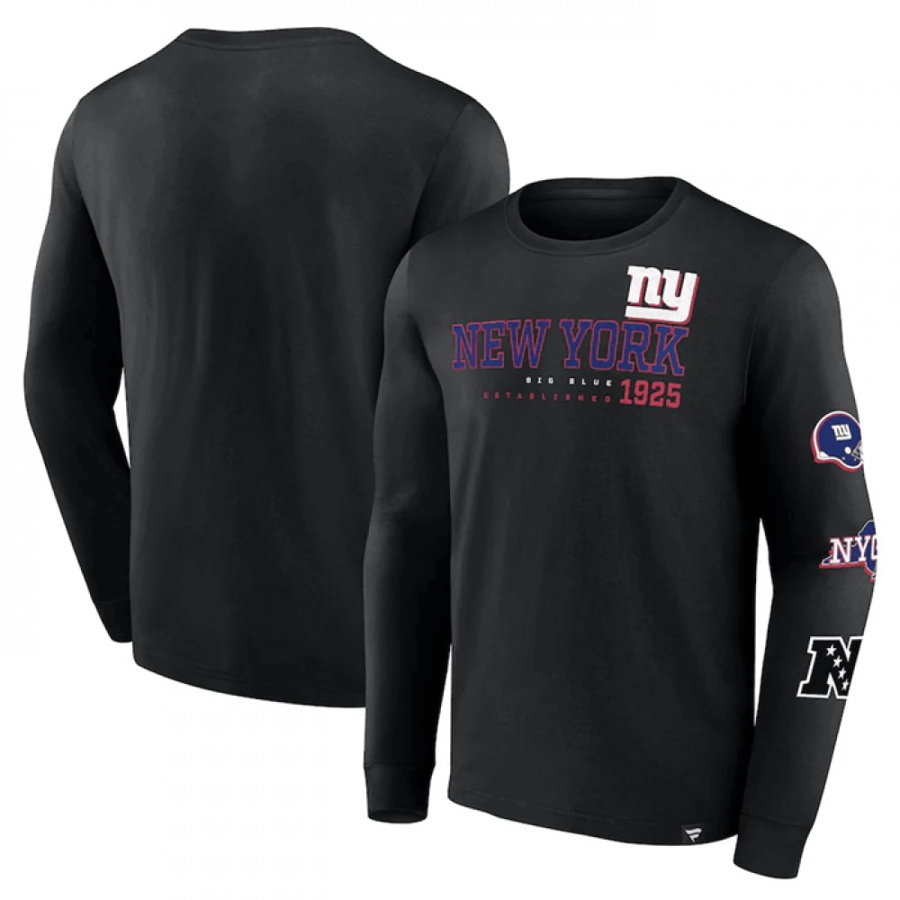 Men's New York Giants Black High Whip Pitcher Long Sleeve T-Shirt 1