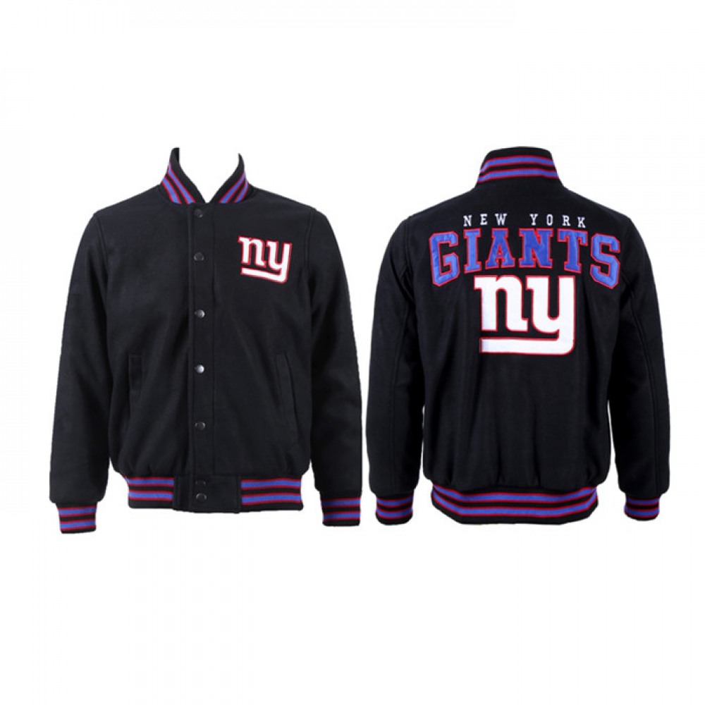 Men's New York Giants Black Stitched Jacket 1
