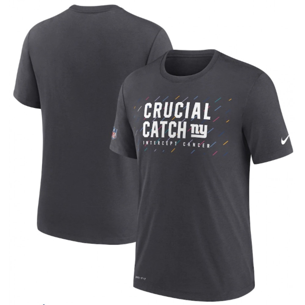 Men's New York Giants Charcoal 2021 Crucial Catch Performance T-Shirt 1