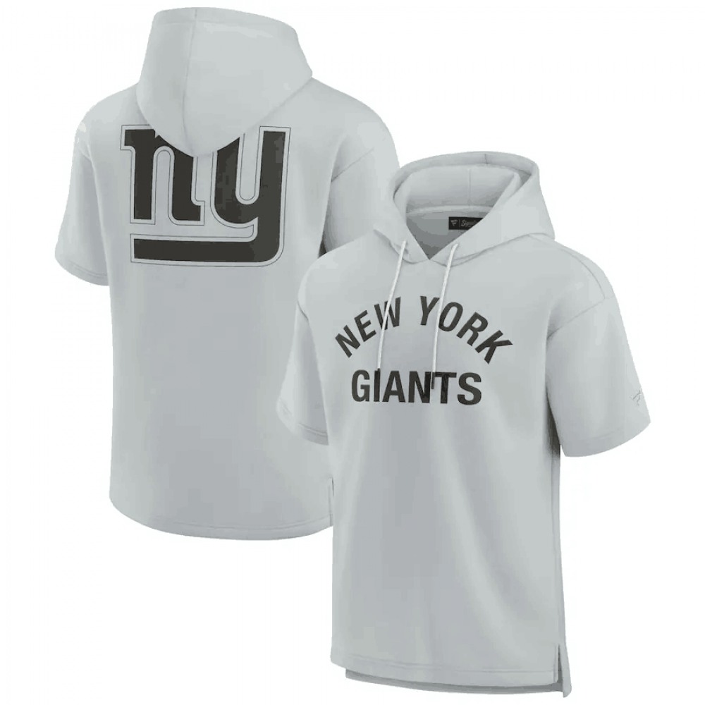 Men's New York Giants Gray Super Soft Fleece Short Sleeve Hoodie 1