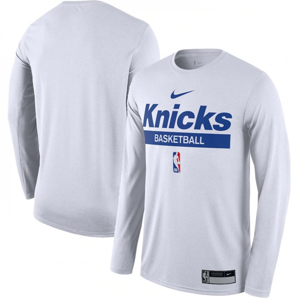 Men's New York Knicks White 2022/23 Legend On-Court Practice Performance Long Sleeve T-Shirt 1