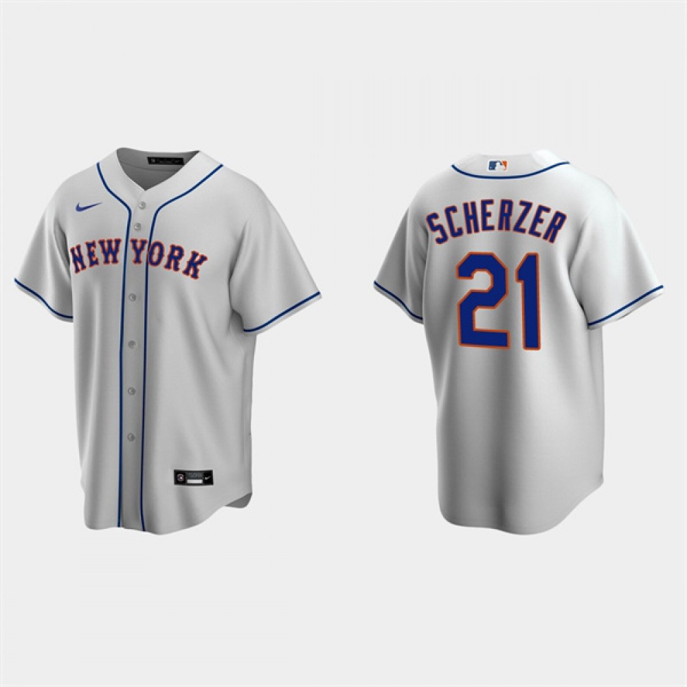 Men's New York Mets #21 Max Scherzer Grey Cool Base Stitched Baseball Jersey 1