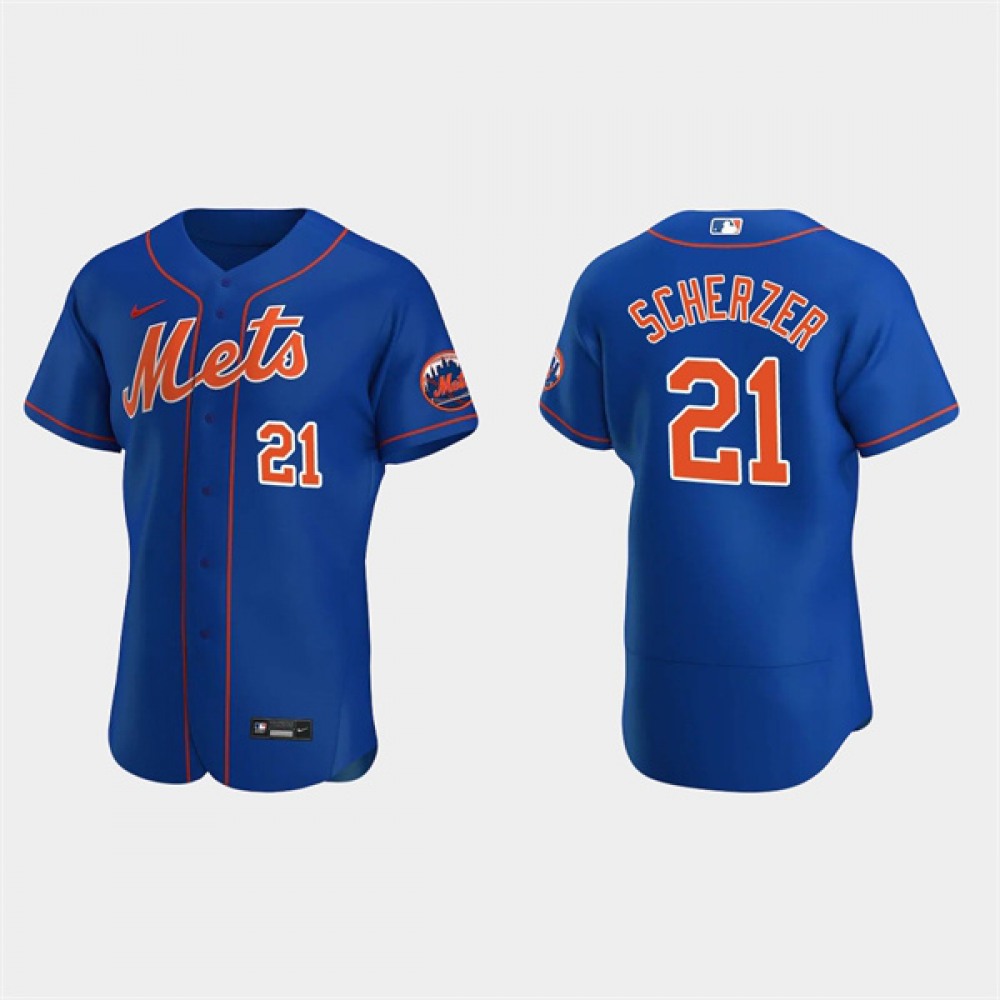 Men's New York Mets #21 Max Scherzer Royal Flex Base Stitched Jersey 1