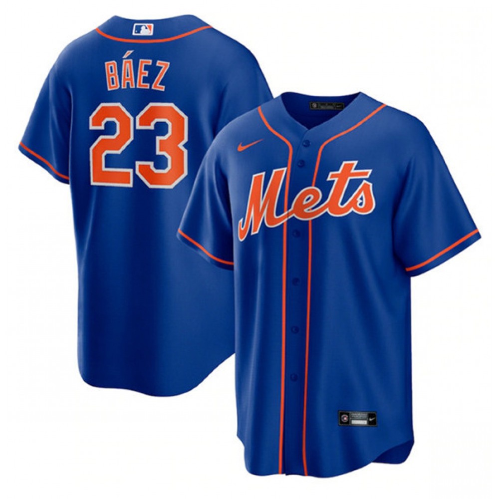 Men's New York Mets #23 Javier Baez Royal Cool Base Stitched Jersey 1