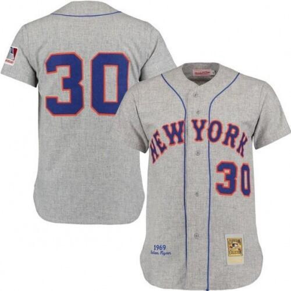 Men's New York Mets 30 Nolan Ryan Grey Stitched Jersey 1