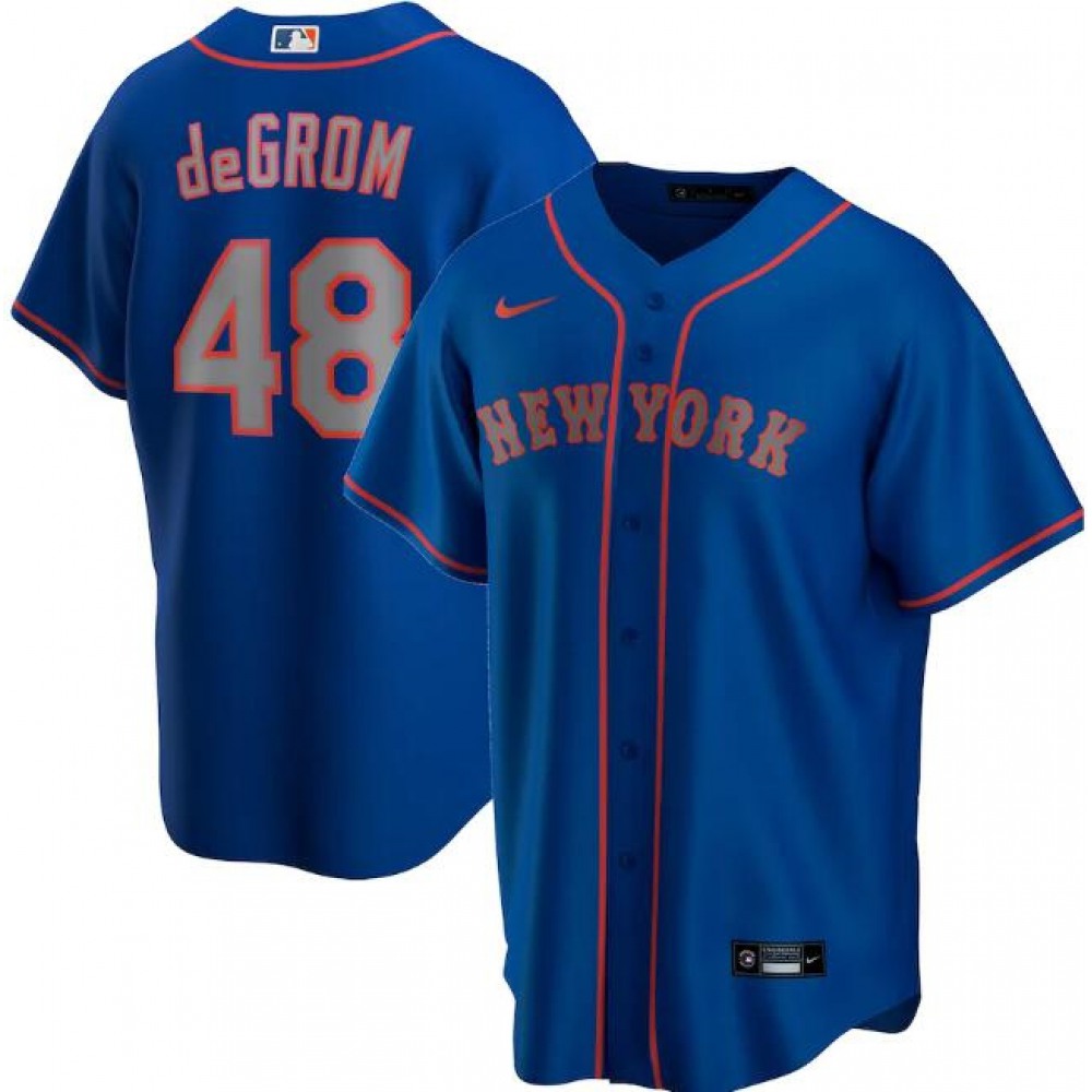 Men's New York Mets #48 Jacob deGrom New Blue Cool Base Stitched Jersey 1