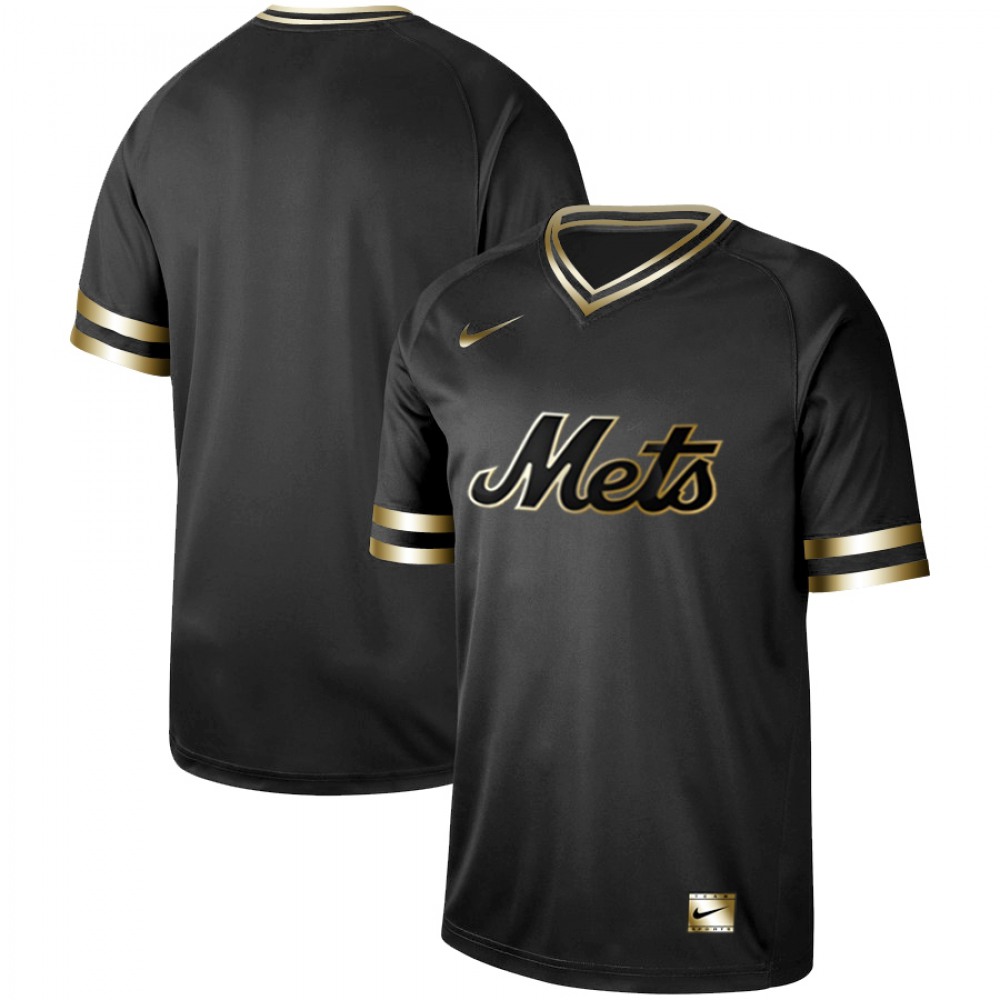 Men's New York Mets Black Gold Stitched MLB Jersey 1