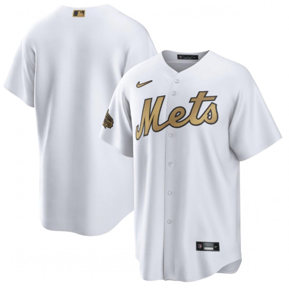 Men's New York Mets Blank 2022 All-Star White Cool Base Stitched Baseball Jersey 1
