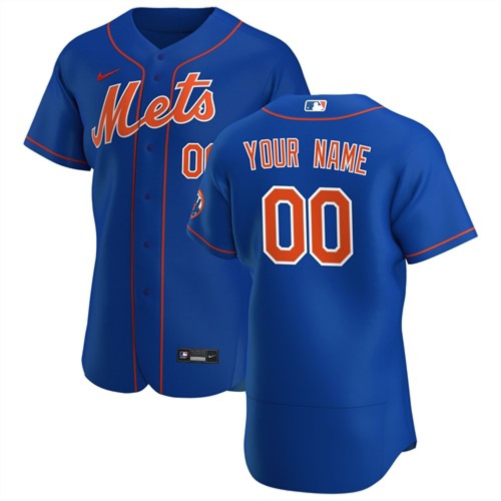 Men's New York Mets Blue Customized Stitched MLB Jersey 1