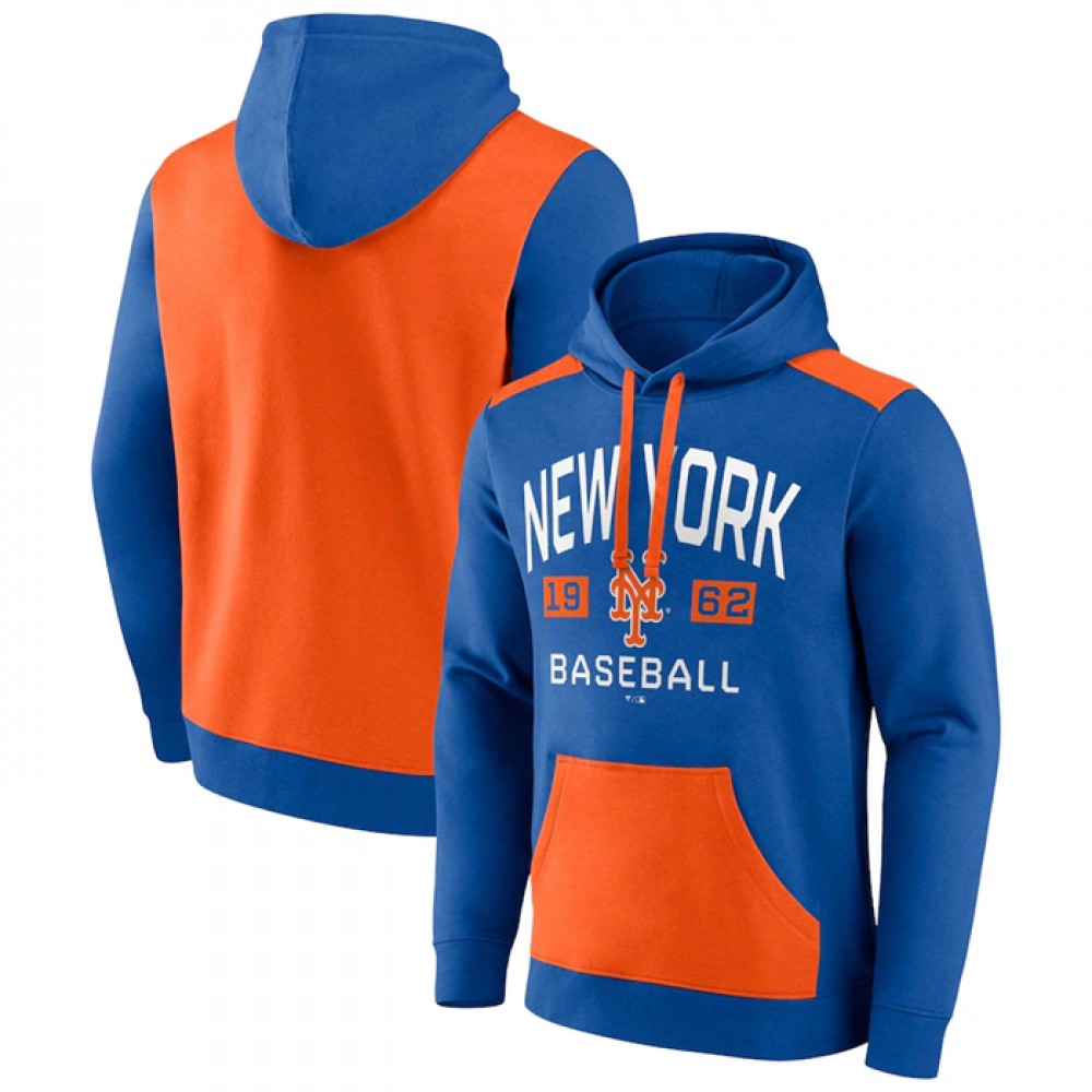Men's New York Mets Royal/Orange Chip in Pullover Hoodie 1