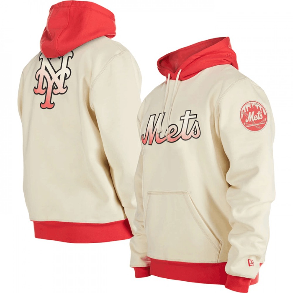 Men's New York Mets White Color Pack Team Front & Back Pullover Hoodie 1