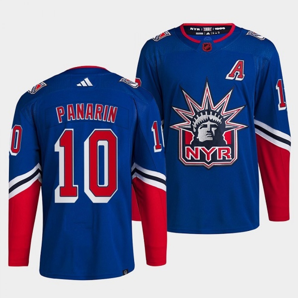 Men's New York Rangers #10 Artemi Panarin Blue 2022-23 Reverse Retro Stitched Jersey 1
