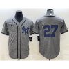 Men's New York Yankees #27 Giancarlo Stanton Grey Cool Base Stitched Jersey