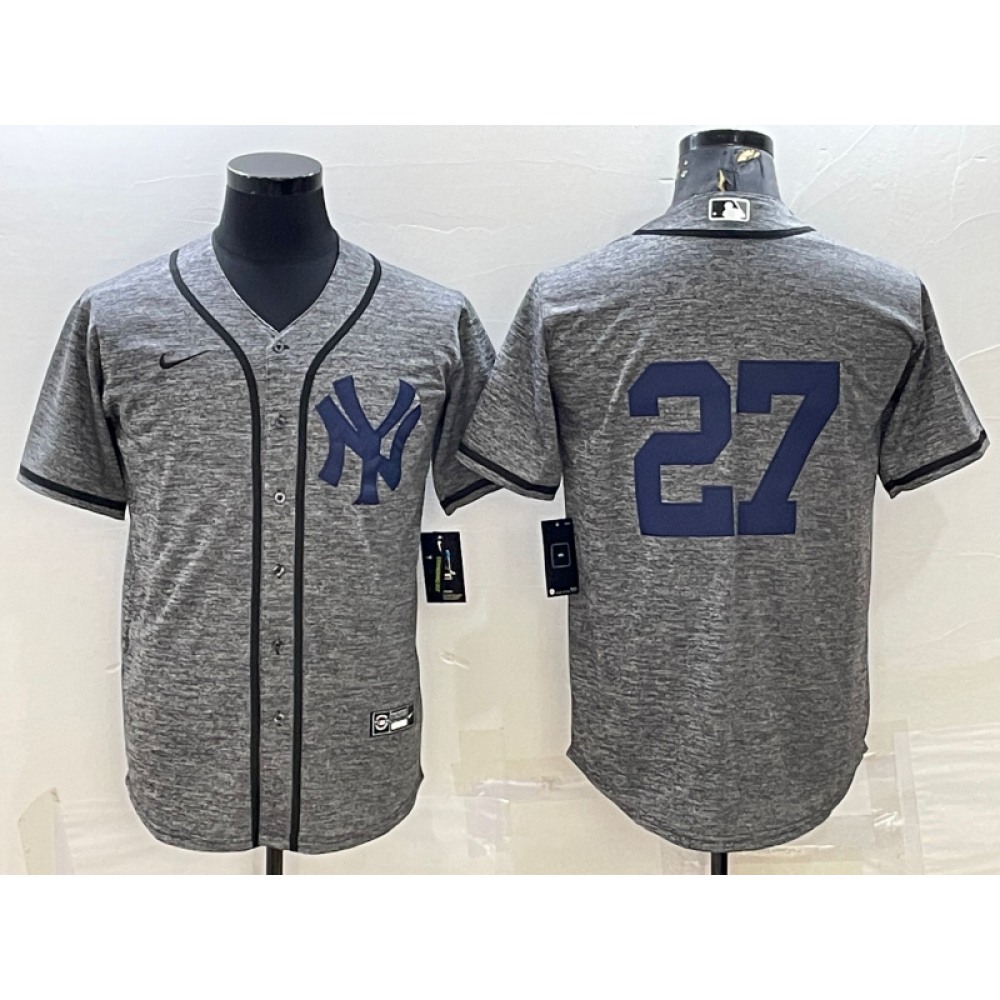 Men's New York Yankees #27 Giancarlo Stanton Grey Cool Base Stitched Jersey 1