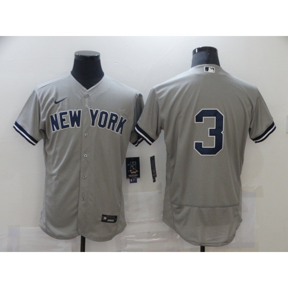 Men's New York Yankees #3 Babe Ruth Grey Flex Base Stitched Jersey 1