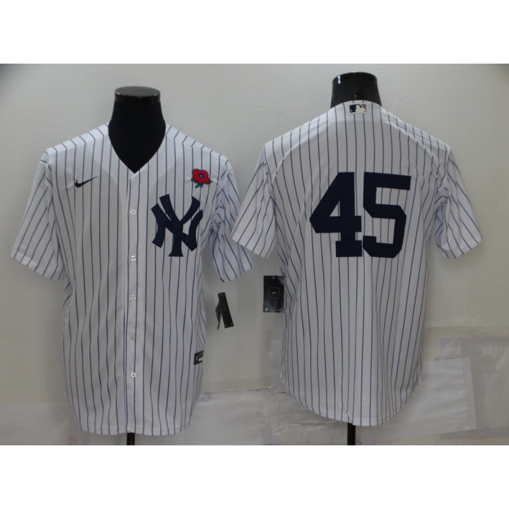 Men's New York Yankees #45 Gerrit Cole White Cool Base Stitched Baseball Jersey 1