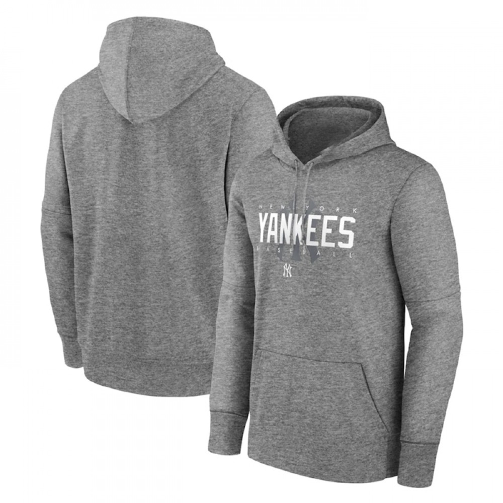 Men's New York Yankees Grey Pregame Performance Pullover Hoodie 1