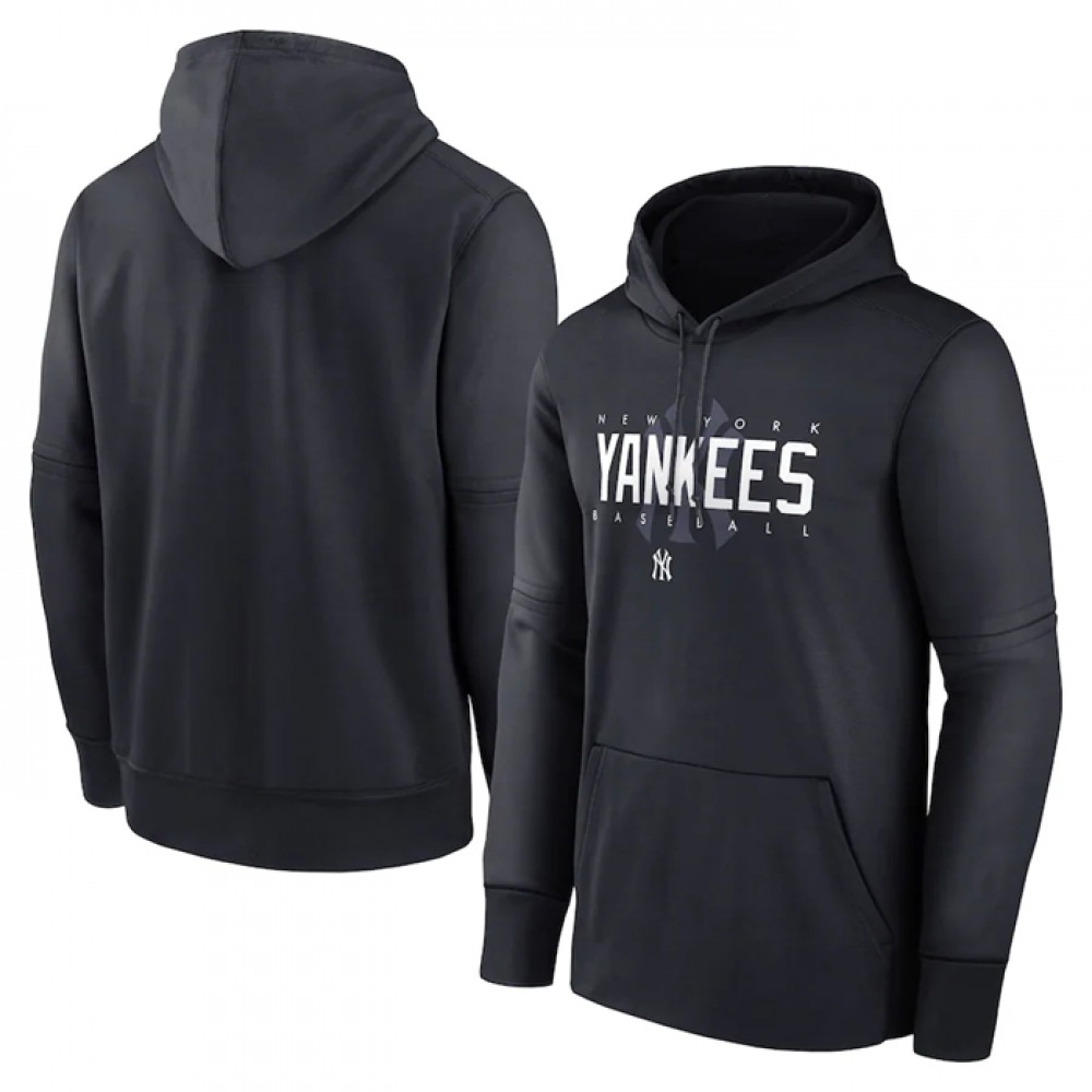 Men's New York Yankees Navy Pregame Performance Pullover Hoodie 1