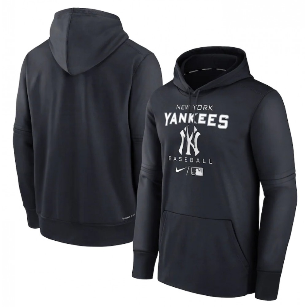 Men's New York Yankees Navy Pregame Performance Pullover Hoodie 1