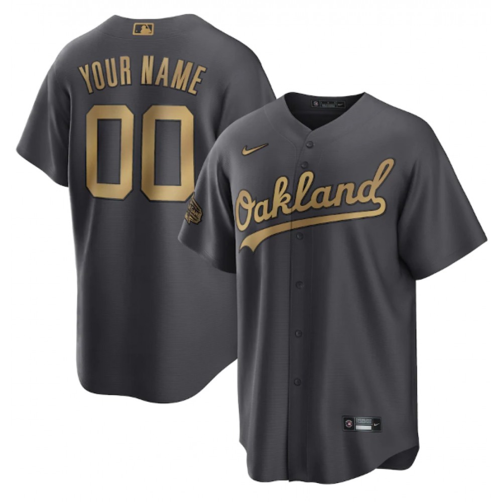 Men's Oakland Athletics ACTIVE Player Custom 2022 All-Star Charcoal Cool Base Stitched Baseball Jersey 1