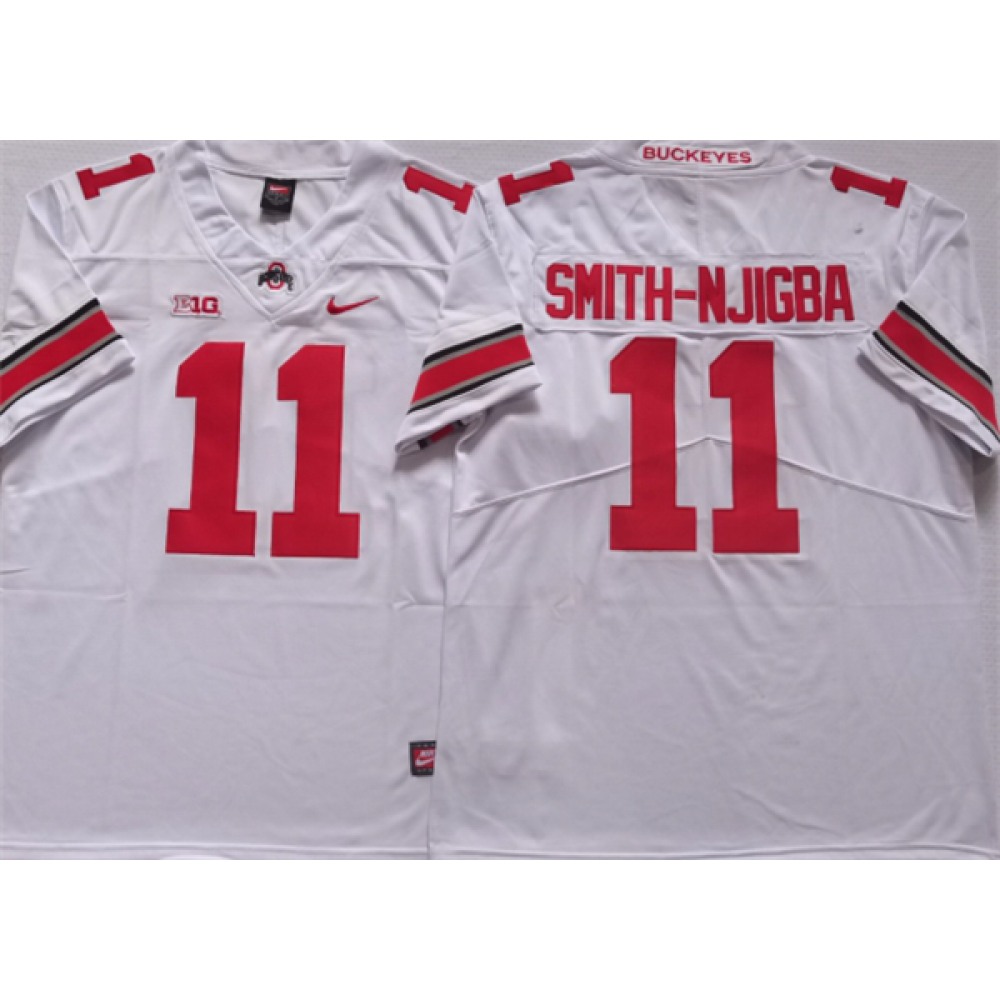 Men's Ohio State Buckeyes #11 SMITH-NJIGBA White Stitched Jersey 1