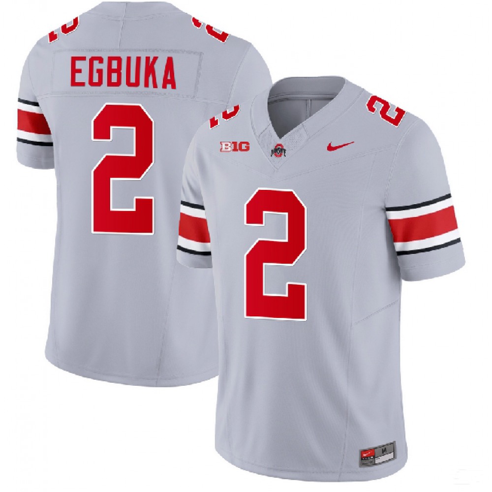 Men's Ohio State Buckeyes #2 Emeka Egbuka Gray 2023 F.U.S.E. Limited Stitched Jersey 1
