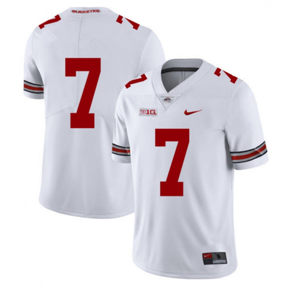 Men's Ohio State Buckeyes #7 White Stitched Jersey 1