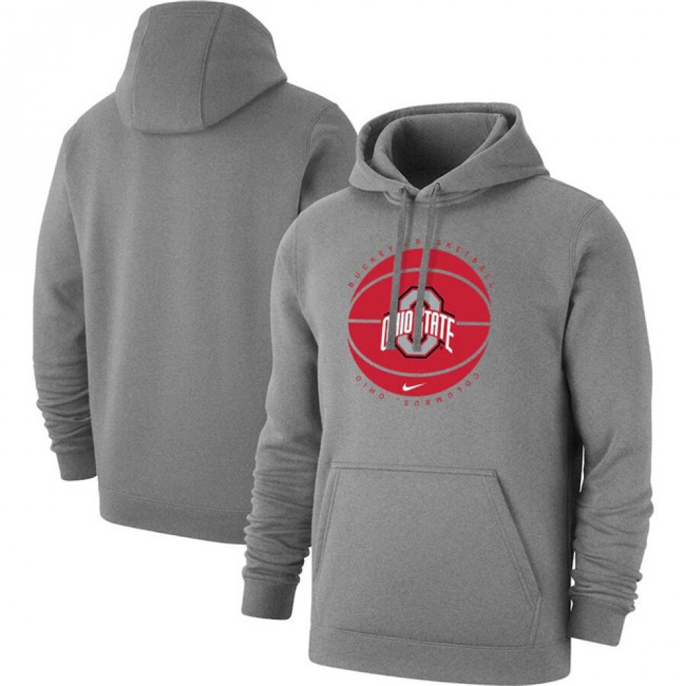 Men's Ohio State Buckeyes Grey Basketball Pullover Hoodie 1