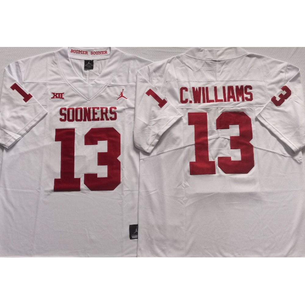 Men's Oklahoma Sooners #13 C.WILLIAMS White Stitched Jersey 1