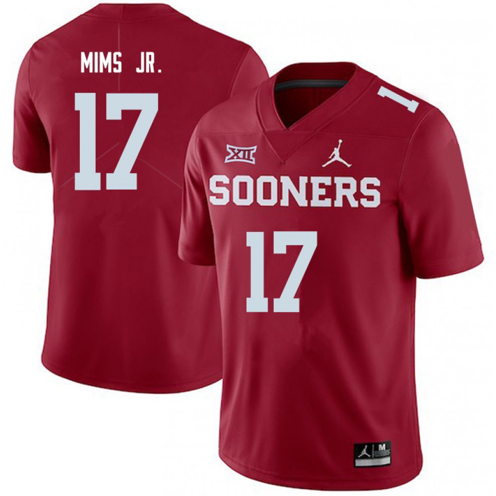 Men's Oklahoma Sooners #17 Marvin Mims JR. Red XII Stitched NCAA Jersey 1