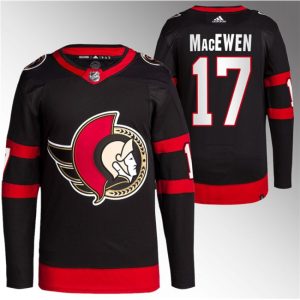 Men's Ottawa Senators #17 Zack MacEwen Black Premier Stitched Jersey