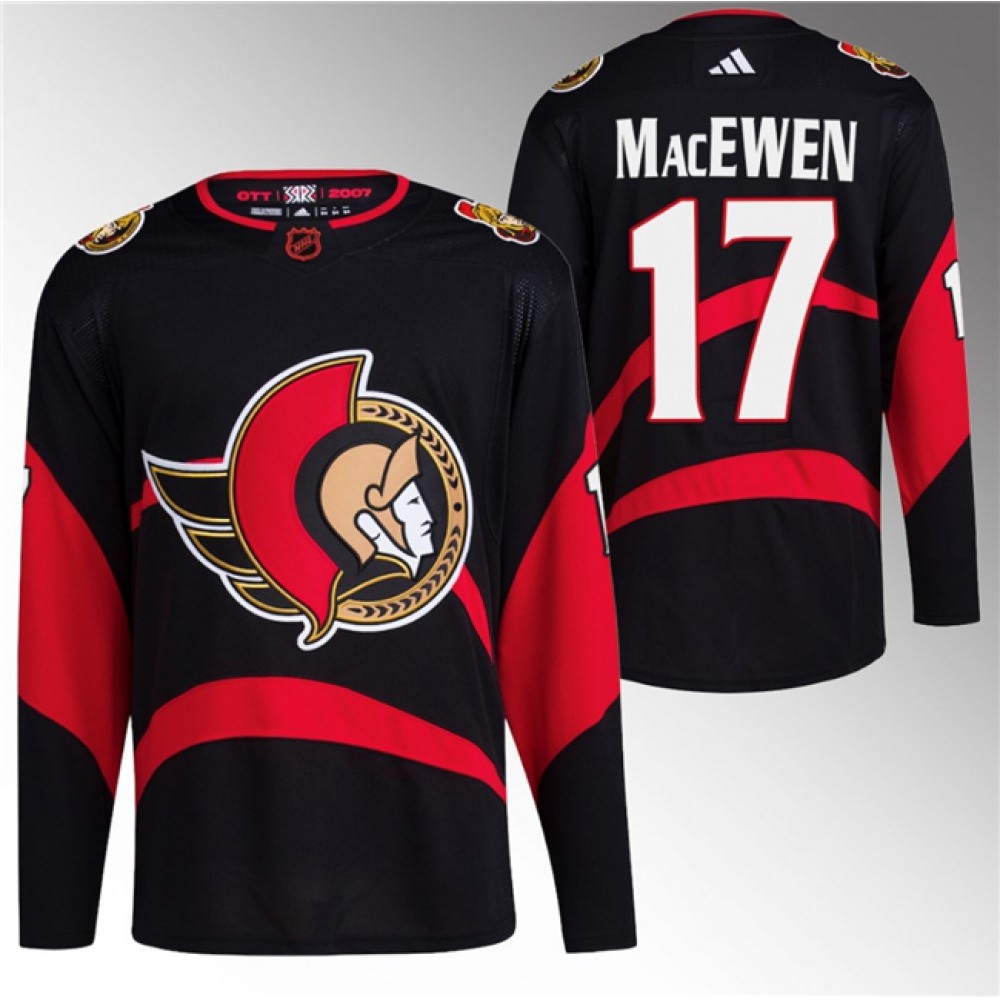 Men's Ottawa Senators #17 Zack MacEwen Black Reverse Retro Stitched Jersey 1
