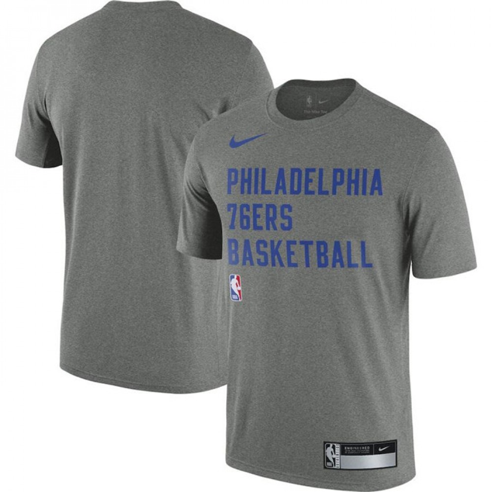 Men's Philadelphia 76ers Heather Gray 2023/24 Sideline Legend Performance Practice T-Shirt 1