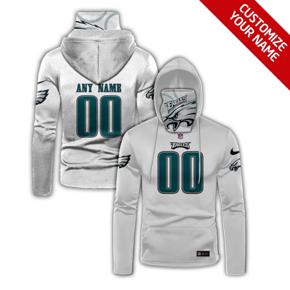 Men's Philadelphia Eagles 2020 White Customize Hoodie Mask 1