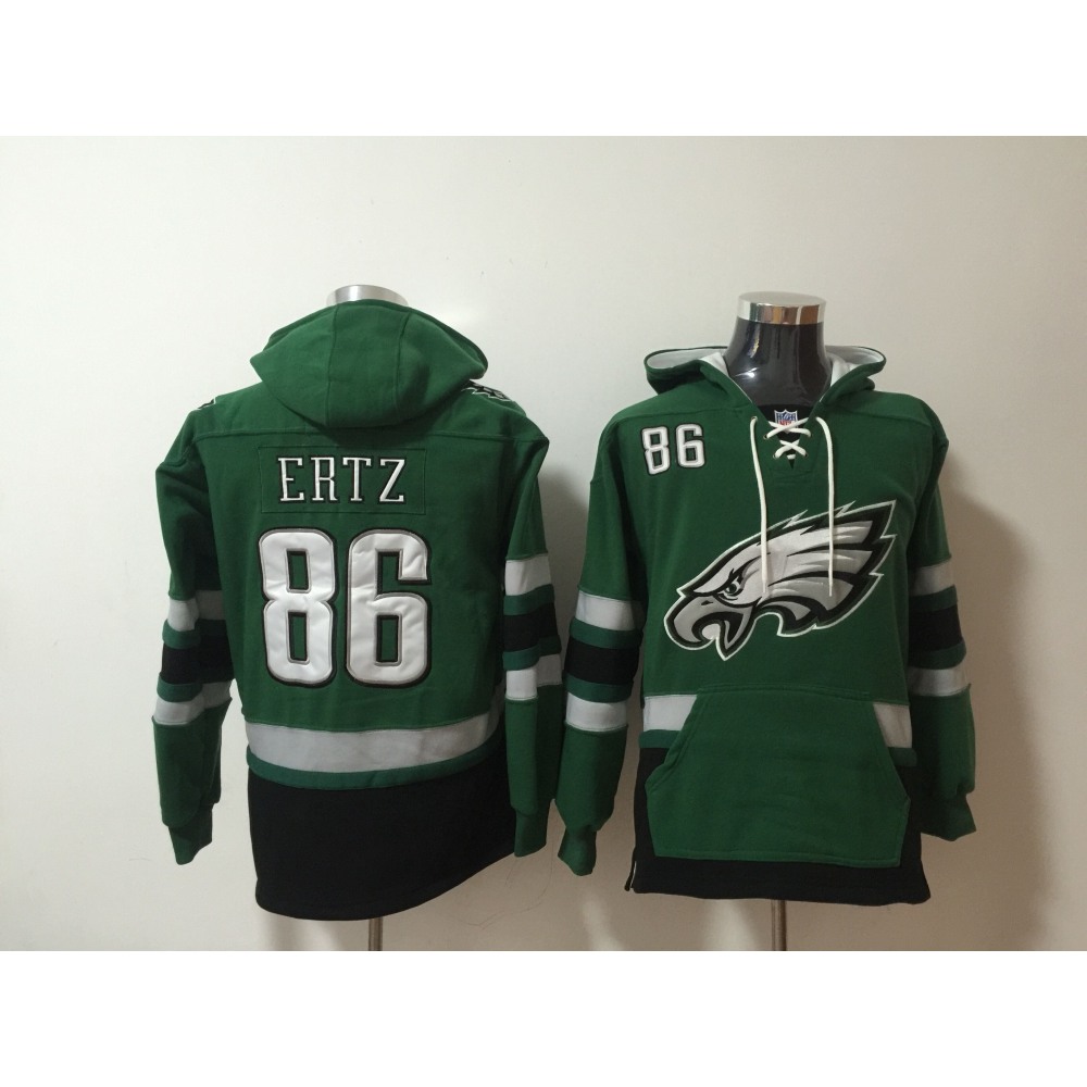 Men's Philadelphia Eagles #86 Zach Ertz Green All Stitched NFL Hoodie Sweatshirt 1