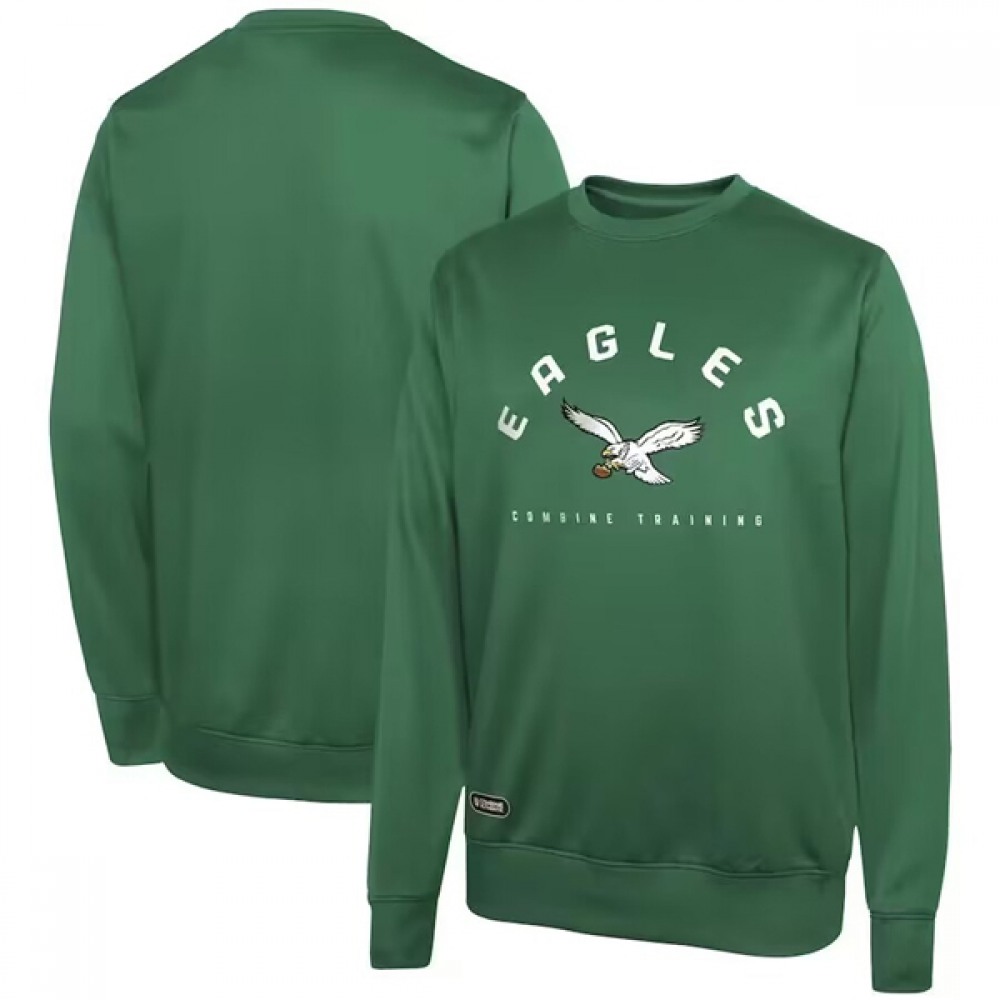 Men's Philadelphia Eagles Green Long Sleeve Pullover Sweatshirt 1