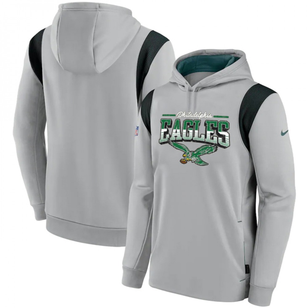 Men's Philadelphia Eagles Grey Sideline Pullover Hoodie 1