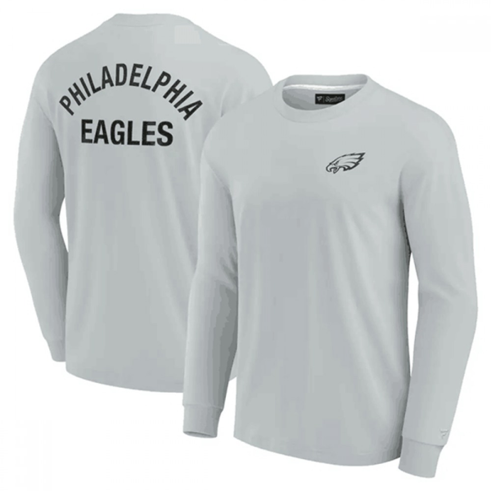 Men's Philadelphia Eagles Grey Signature Unisex Super Soft Long Sleeve T-Shirt 1
