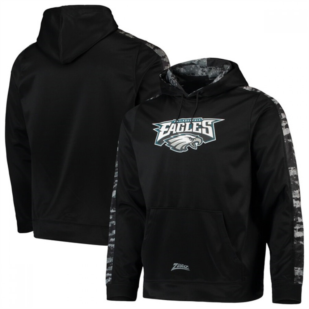Men's Philadelphia Eagles Zubaz Black Tonal Oxide Pullover Hoodie 1