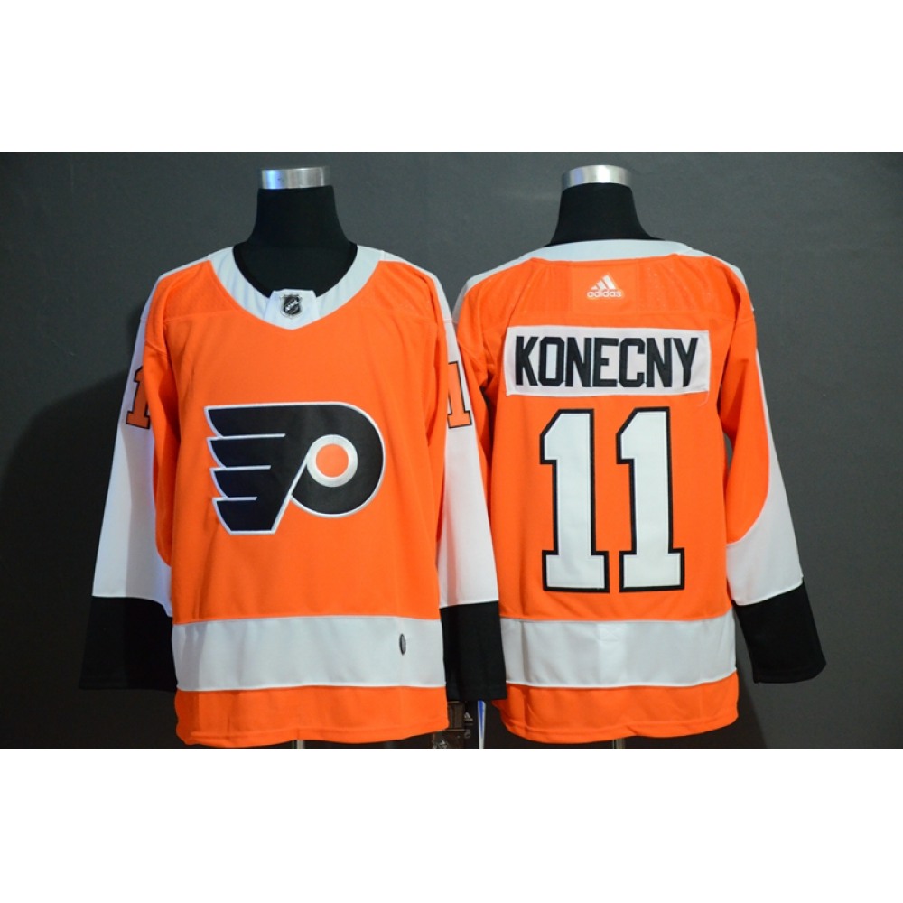 Men's Philadelphia Flyers #11 Travis Konecny Orange Stitched NHL Jersey 1