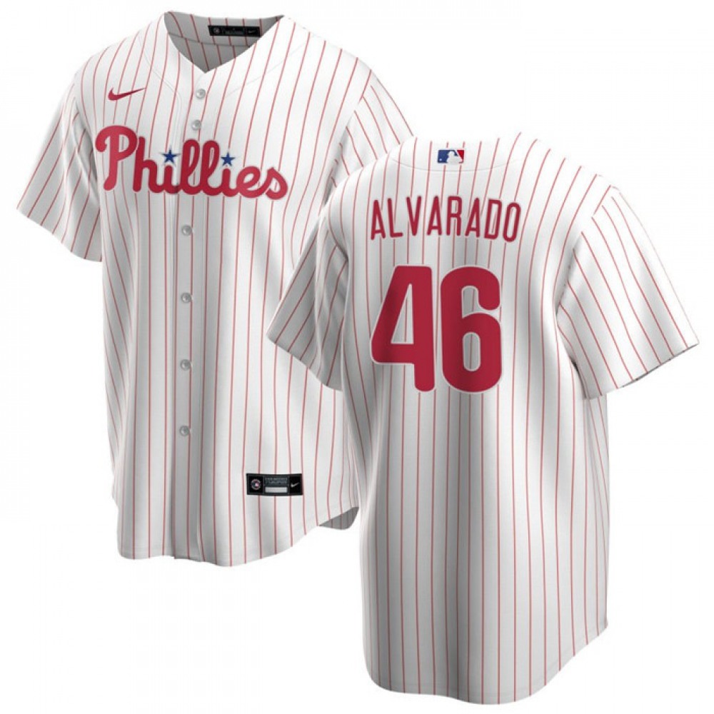 Men's Philadelphia Phillies #46 Jose Alvarado White Cool Base Stitched Baseball Jersey 1