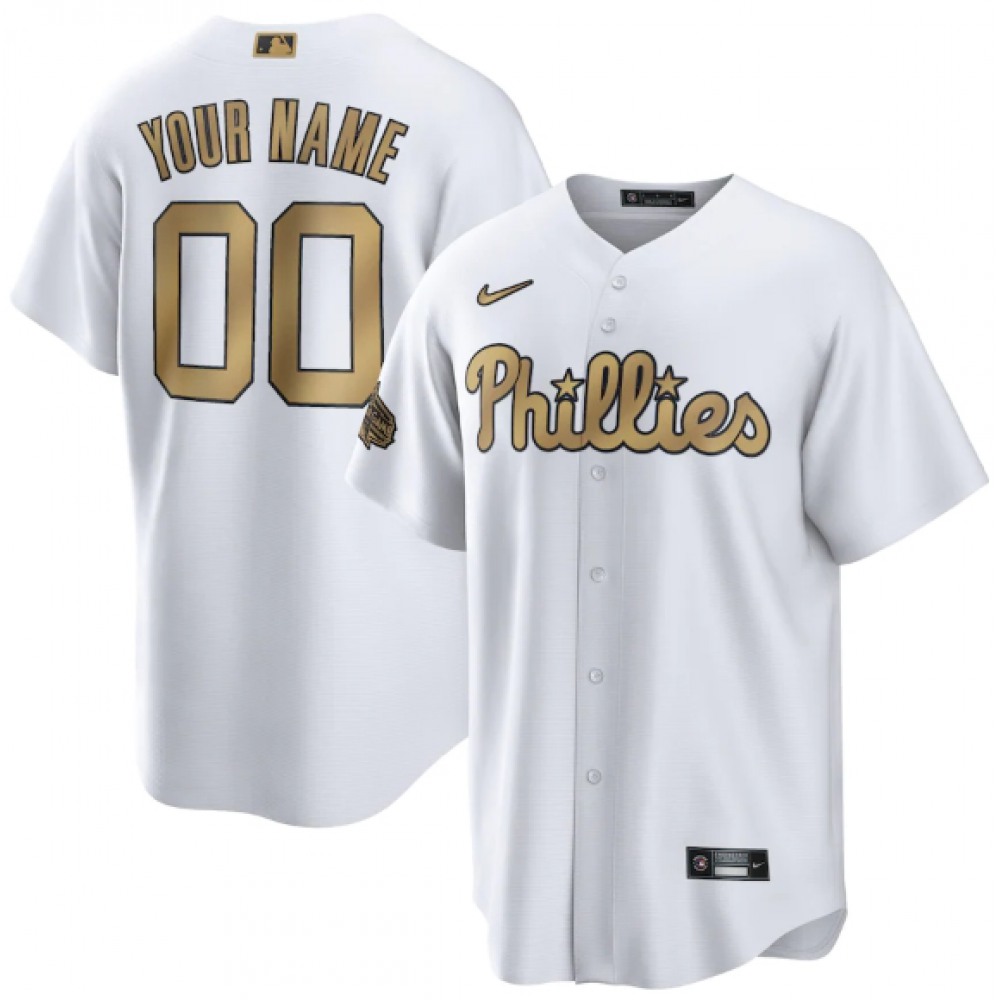 Men's Philadelphia Phillies ACTIVE Player Custom 2022 All-Star White Cool Base Stitched Baseball Jersey 1