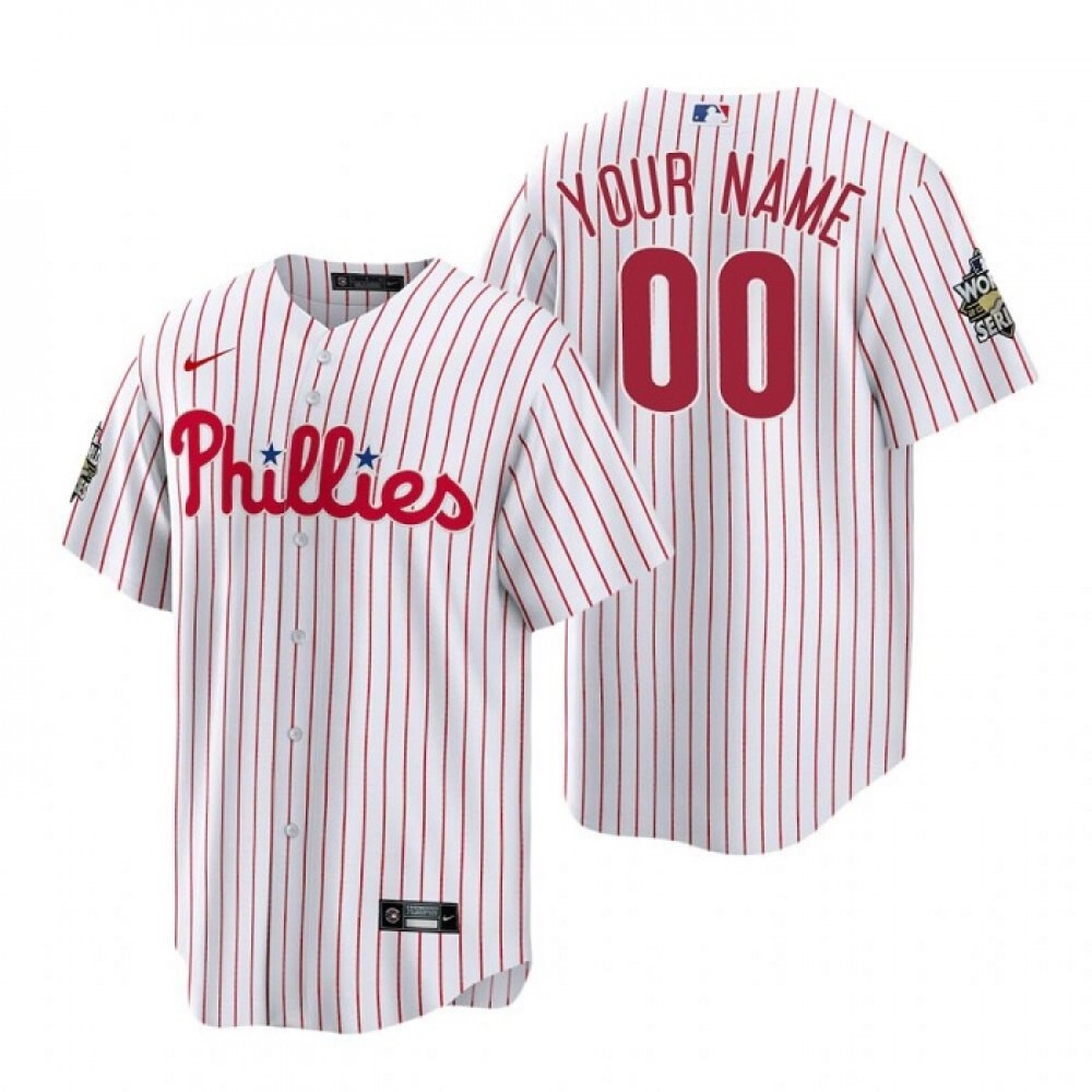 Men's Philadelphia Phillies ACTIVE Player Custom White 2022 World Series Cool Base Stitched Baseball Jersey 1