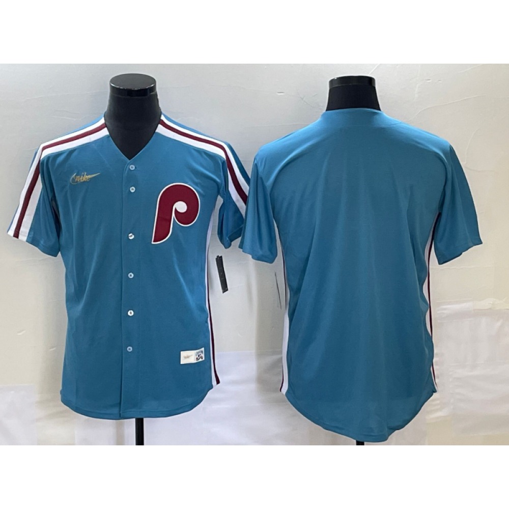 Men's Philadelphia Phillies Blank Blue Cool Base Stitched Jersey 1