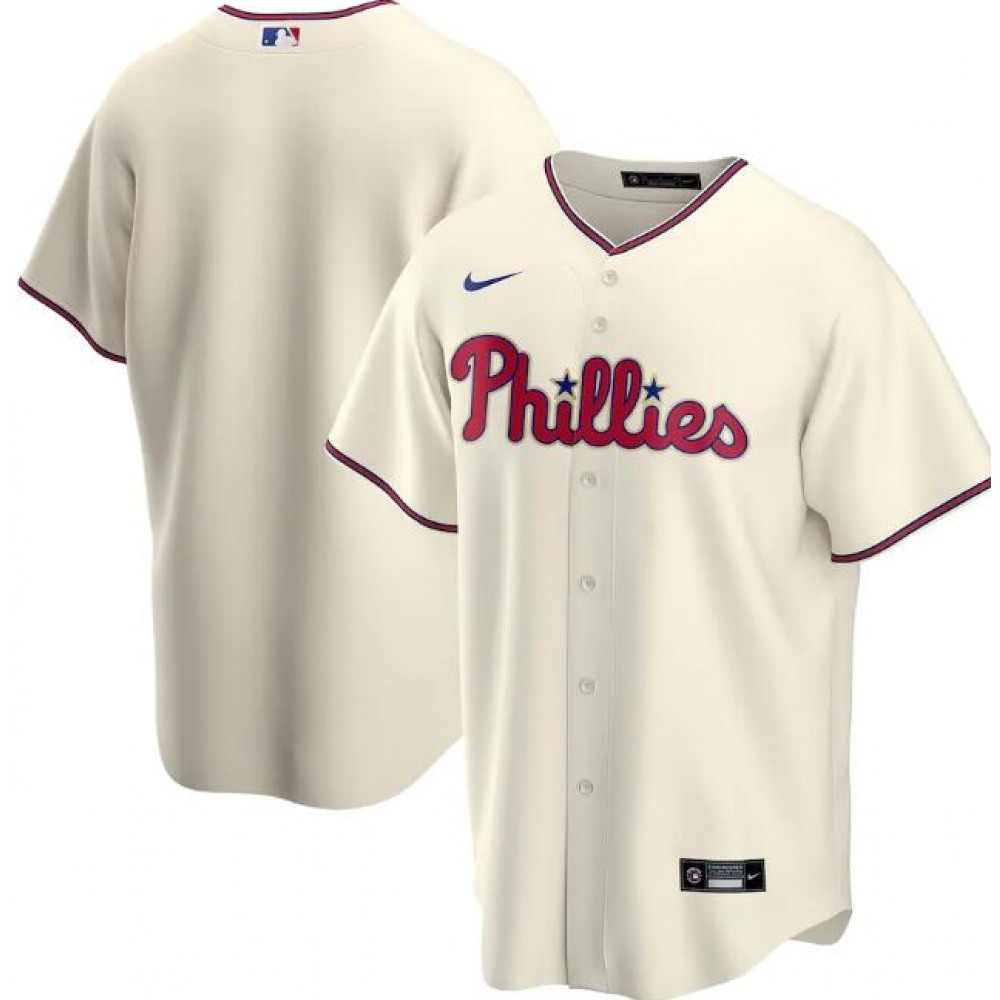 Men's Philadelphia Phillies Blank Cream Cool Base Stitched Jersey 1
